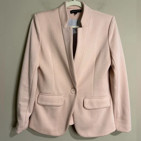 Gibsonlook Inverted notch Collar Cotton Blend Knit Blazer in Pearl Blush - Picture 3 of 7